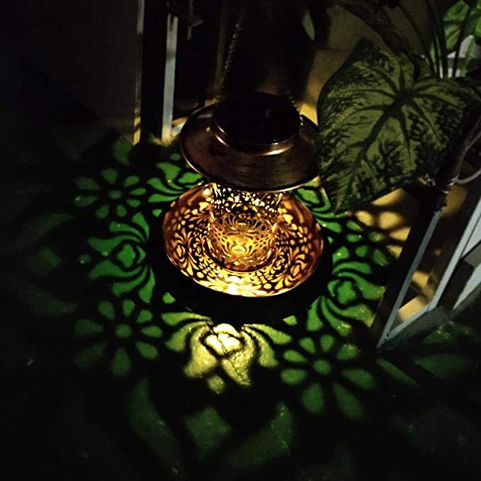 Solar Bird Feeder Light Hollow Copper Hanging Bird House with Light-xinru shop