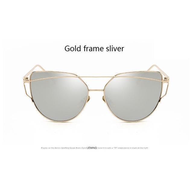 Classic Women's Fashion Metal Big Cat Eye Sunglasses-xinru