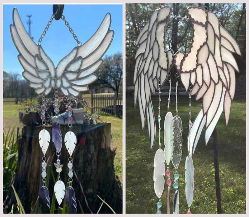 Angel Wings Wind Chime Patio Garden  Suncatcher Hanging Decor-xinru