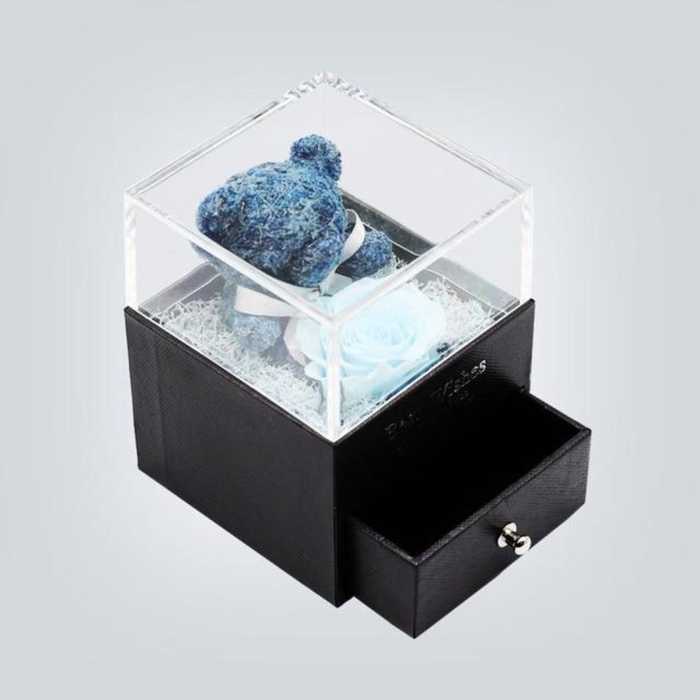 Immortal Preserved Rose Teddy Bear Box Display-xinru