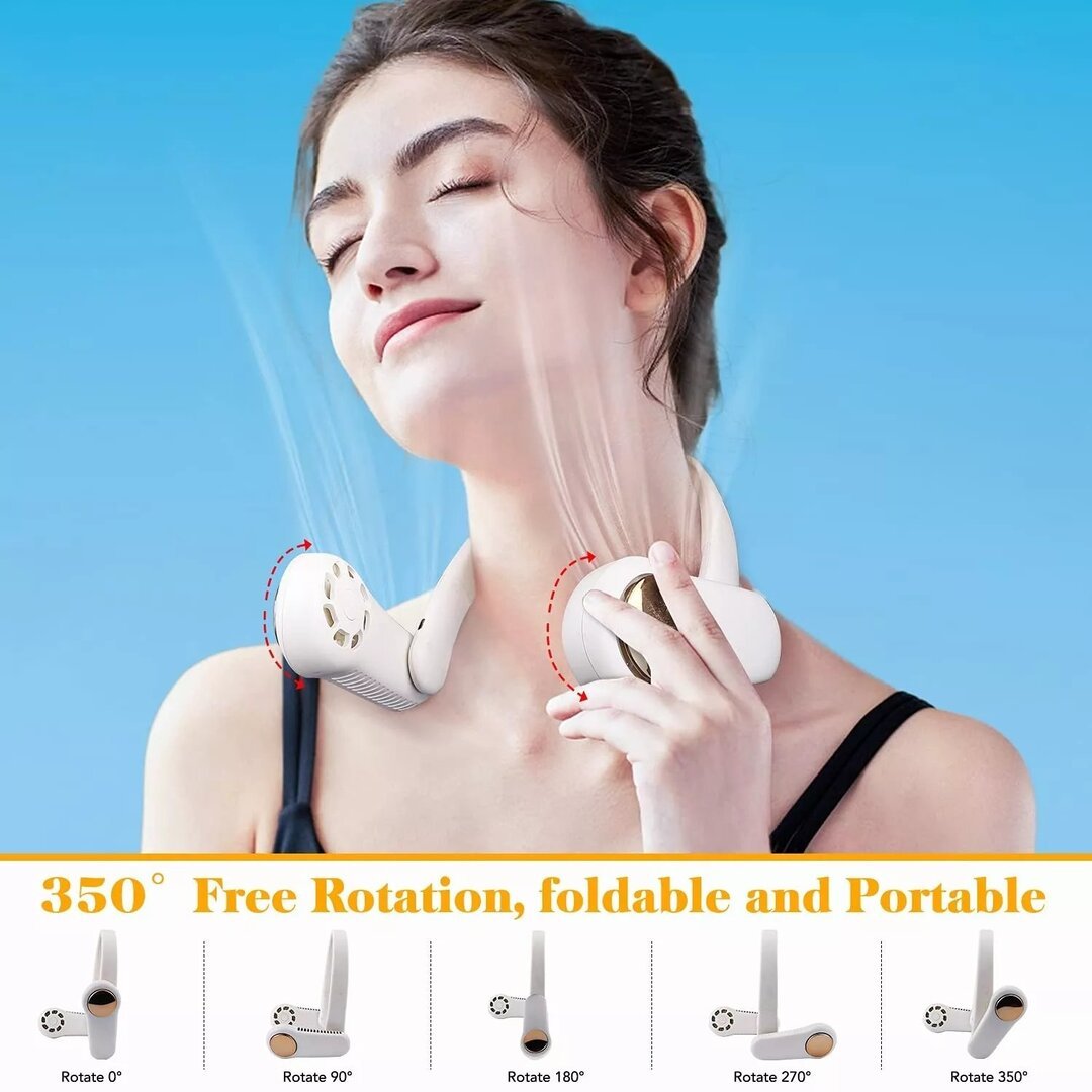 Upgraded Portable Neck Fan 350鎺砇otation Bladeless Personal Neck Fan-xinru
