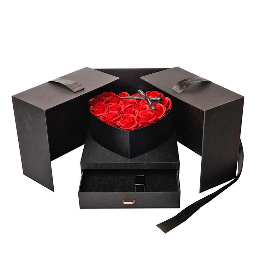 Deluxe Heart Rose Bouquet Immortal Enchanted Soap Flower With Gift Box-xinru