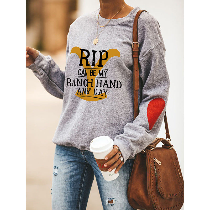Women's Rip Can Be My Ranch Hand Any Day Yellowstone Dutton Ranch Sweatshirts Letter Round Neck Sweatshirt-xinru shop