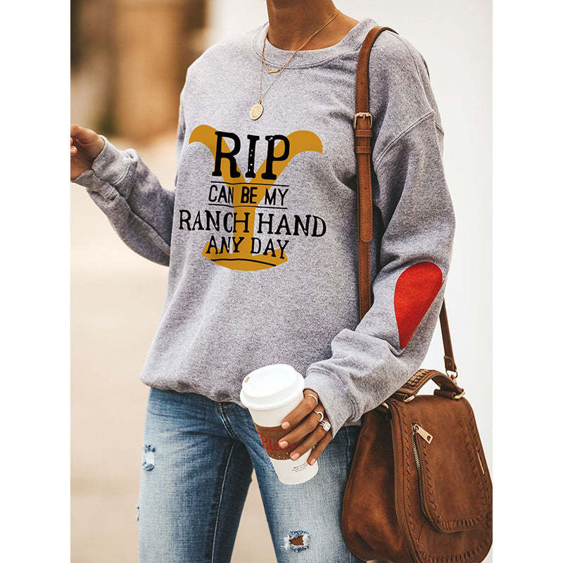 Women's Rip Can Be My Ranch Hand Any Day Yellowstone Dutton Ranch Sweatshirts Letter Round Neck Sweatshirt-xinru shop