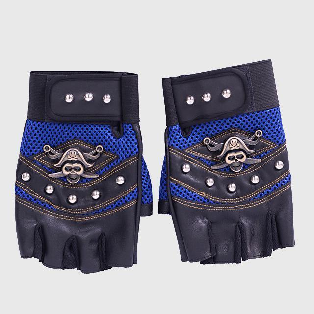 Teampunk Pirate Gloves PU Leather Gothic  Unisex Skull Rivet Gloves-xinru