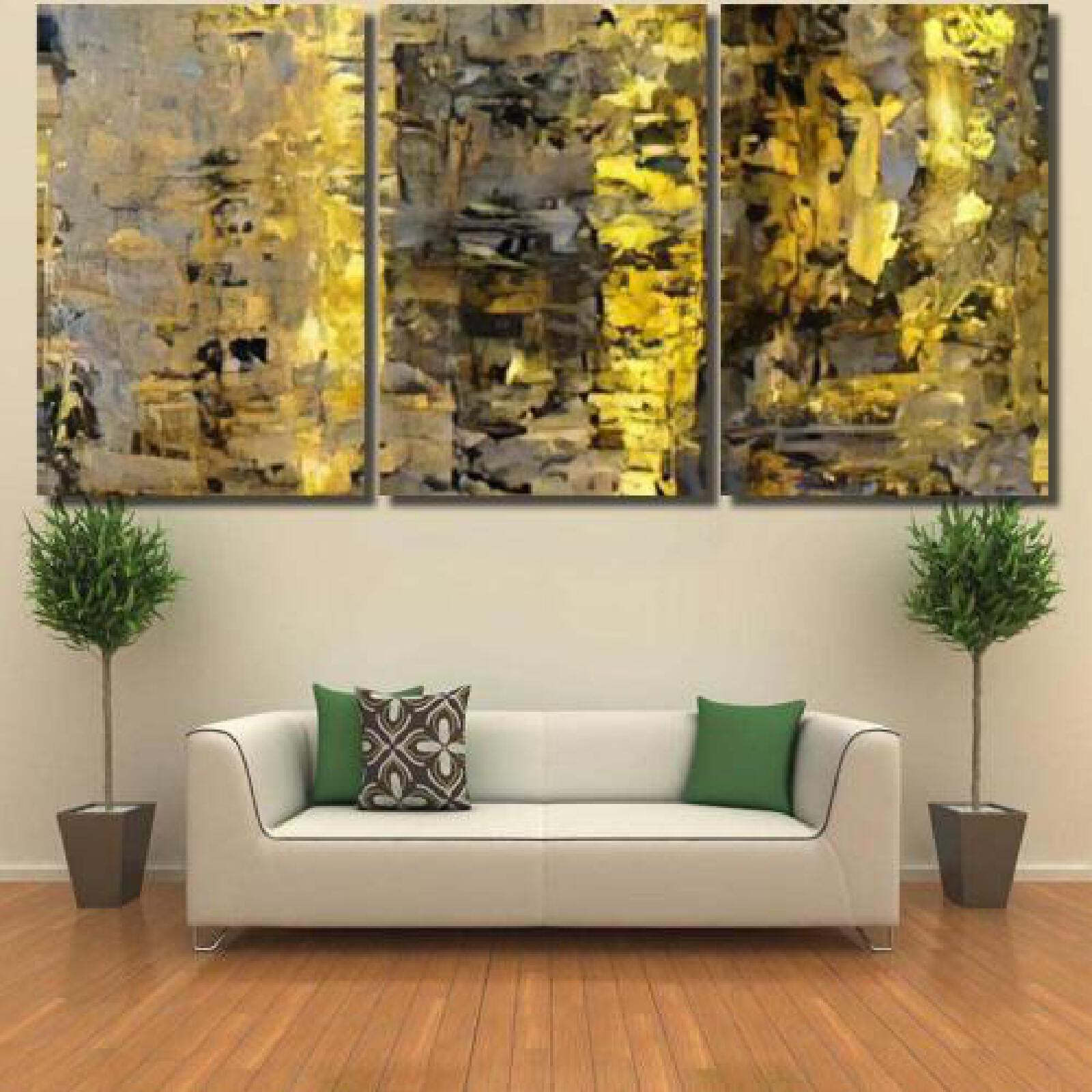Brown Yellow Abstract Art-xinru shop