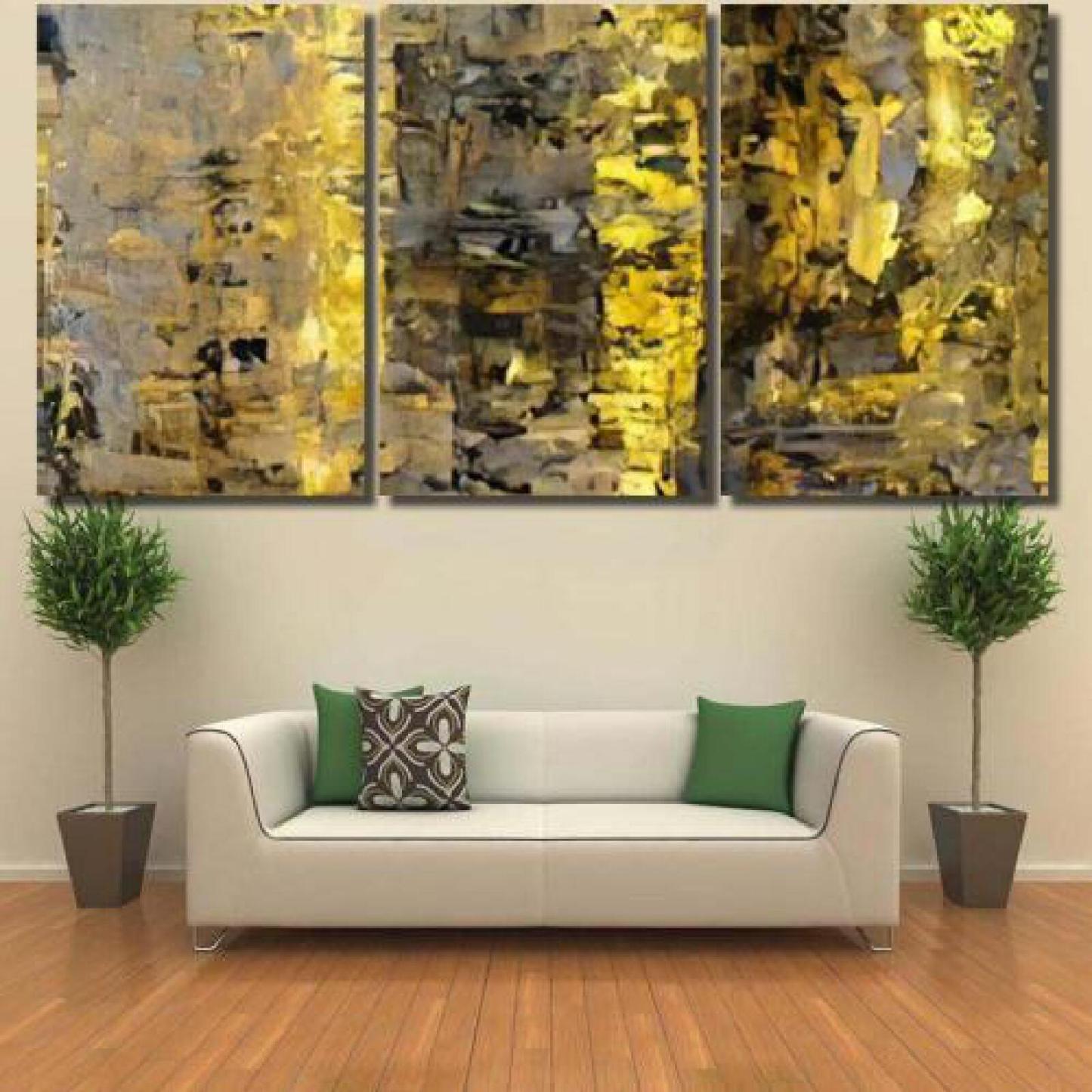 Brown Yellow Abstract Art-xinru shop
