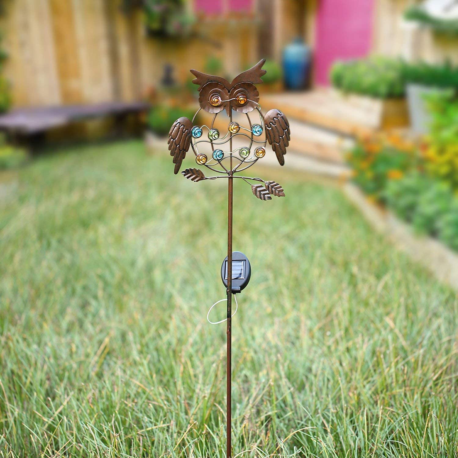Creative Metal Owl Solar Lights Outdoor Garden Animal Decoration-xinru