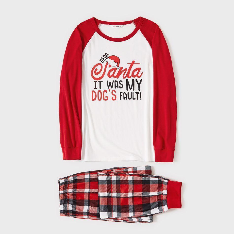 Plus Size Christmas Letter Print Red Plaid Family Matching Long-sleeve Pajamas Set-xinru shop