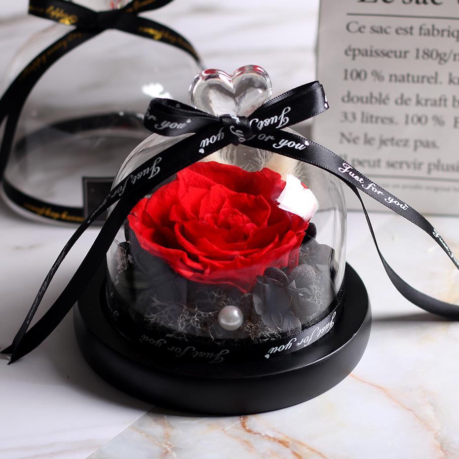 Mother's Day Gift Immortal Enchanted Rose Glass Heart Dome-xinru