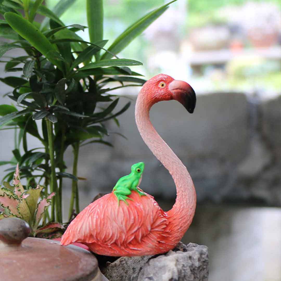 Flamingo Figurine Cute Animals Ornaments Fairy Garden Miniatures Terrarium Decor-xinru