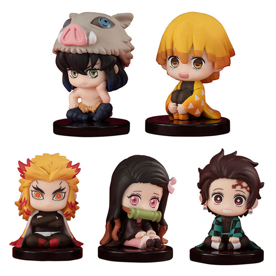 5 Style/Set Q Version Demon Slayer Sitting Ghost Doll Tanjiro Figure-xinru