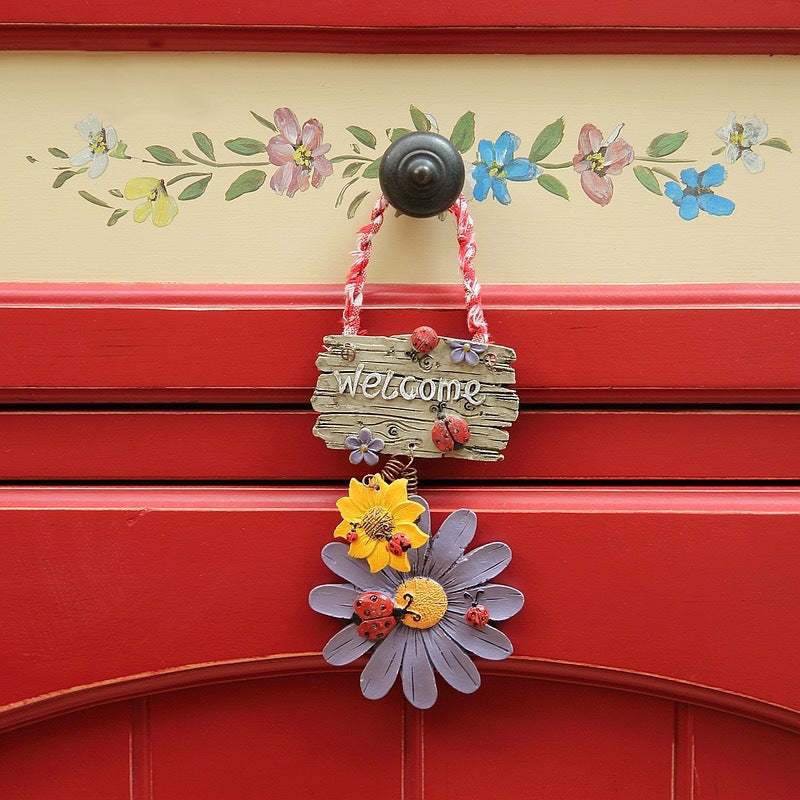 Ladybug Sunflower Welcome Door Hanger Set-xinru