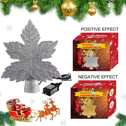 Leaf-shaped Christmas Tree Topper With LED Snowflake Projection-xinru shop