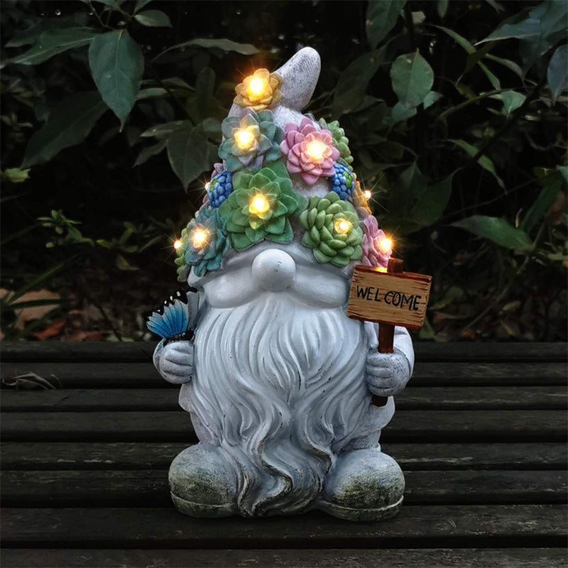 Solar Garden Gnome Statue With 10 Lights-xinru