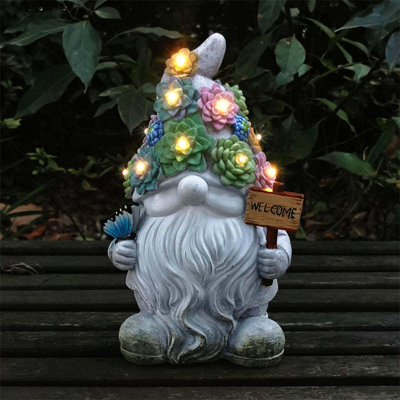 Solar Garden Gnome Statue With 10 Lights-xinru