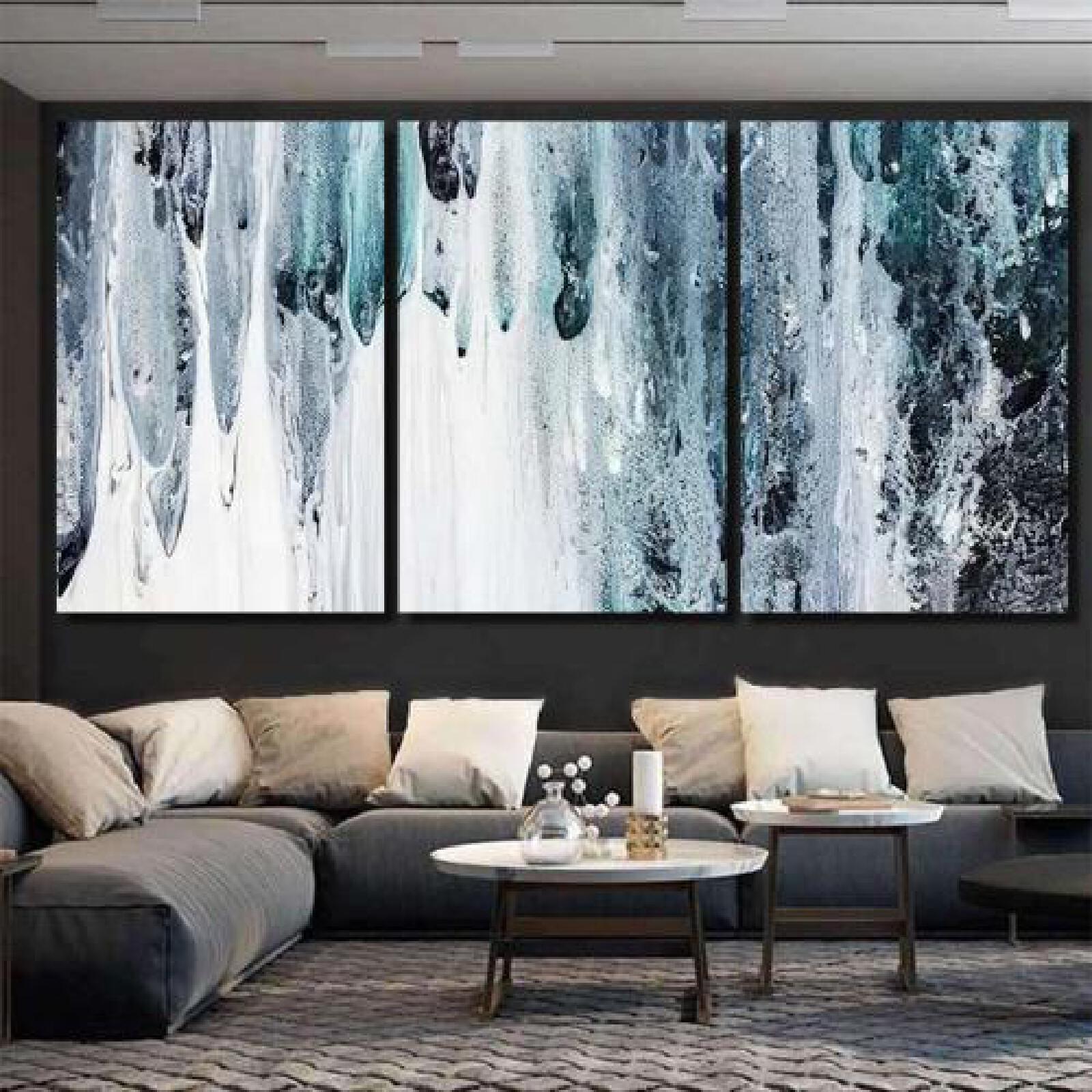 Blue White Abstract Acrylic-xinru shop