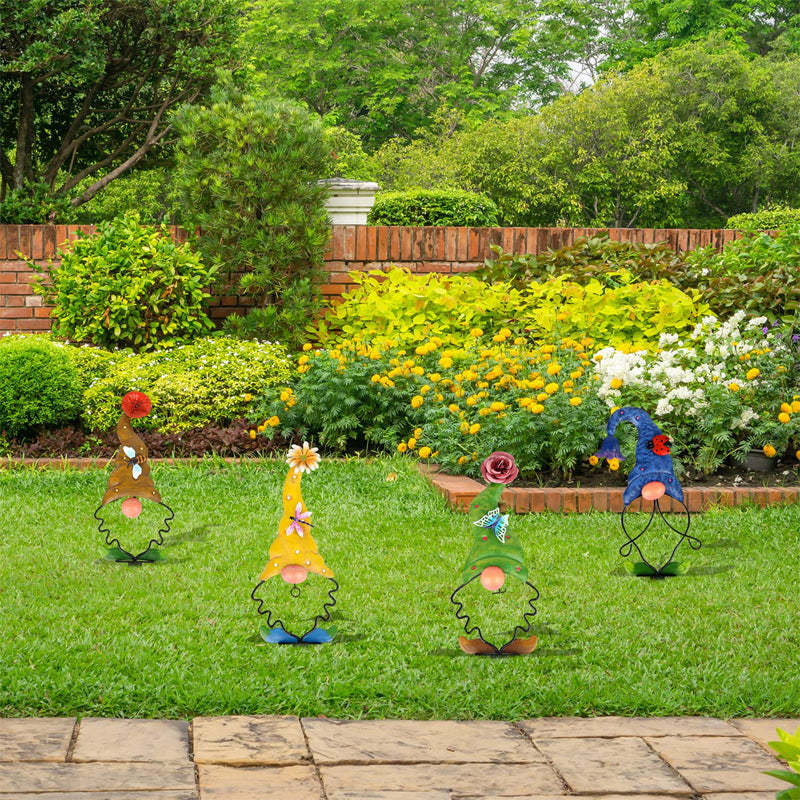 Garden Gnome Stake Metal Yard Decor-xinru