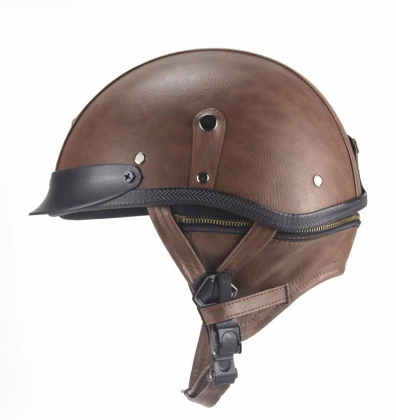 Leather Vintage Motor Helmet-xinru shop