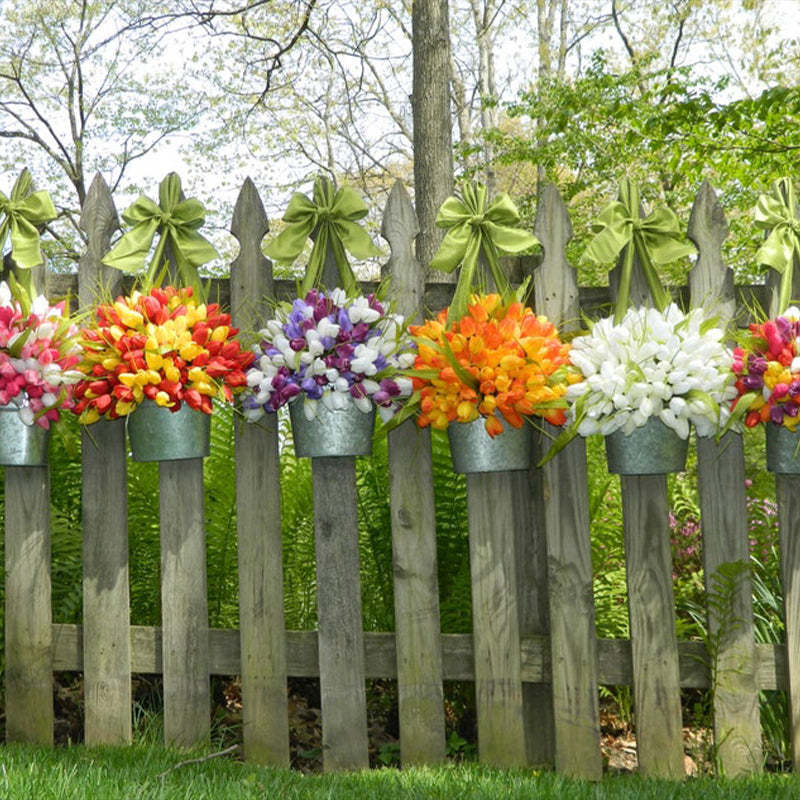 Tulip Buckets for Front Door Spring Tulip Wreaths-xinru