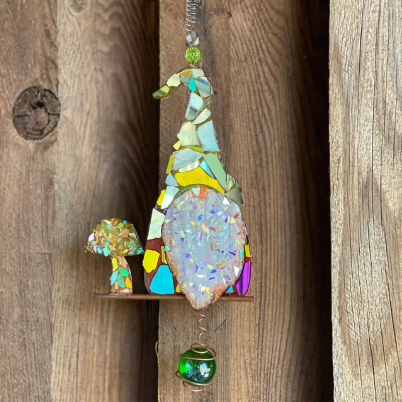 Stained Glass Garden Gnome SunCatcher-xinru