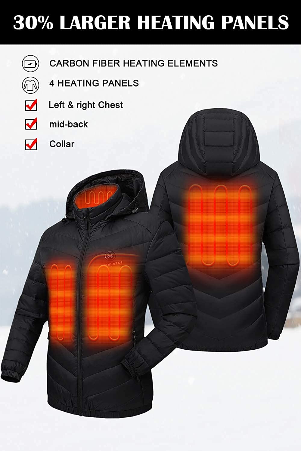 Women's Down Heated Jacket with Battery Pack 7.4V-xinru shop