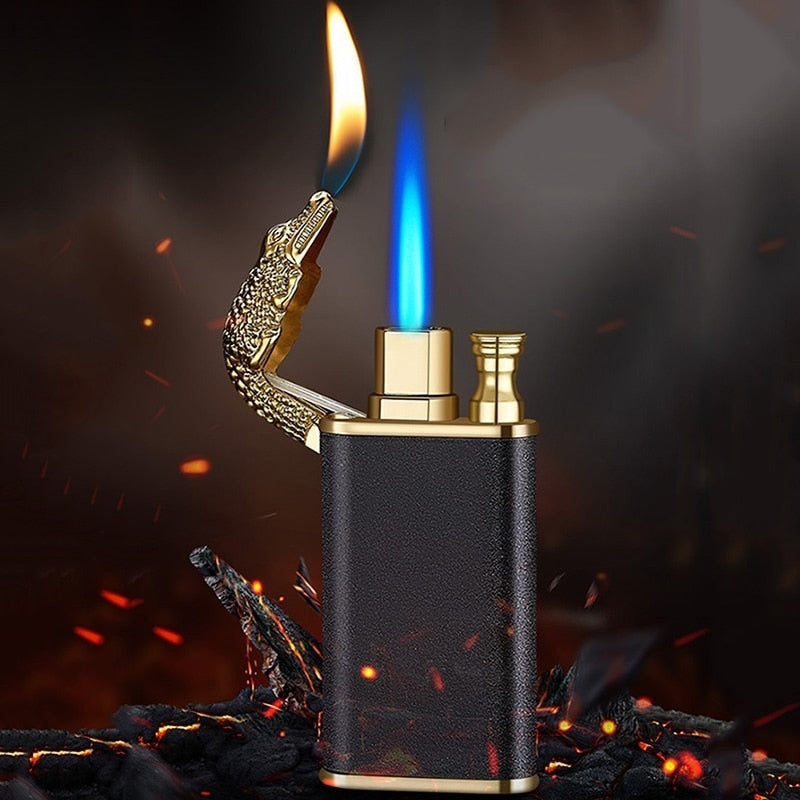 Creative Metal Double Flame Windproof Jet Turbine Men's Lighter-xinru