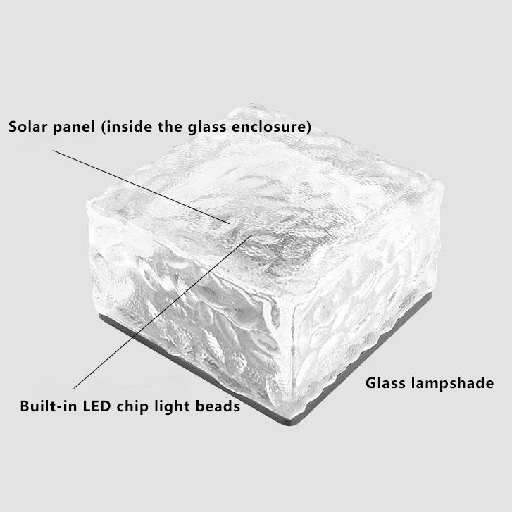 Solar LED Ice Brick Waterproof Glass Ground Light Garden Light-xinru