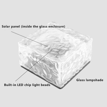 Solar LED Ice Brick Waterproof Glass Ground Light Garden Light-xinru