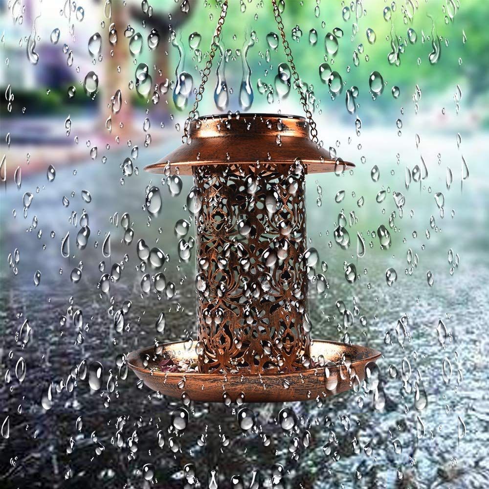 Solar Powered Bird Feeder Vintage Lantern Light-xinru