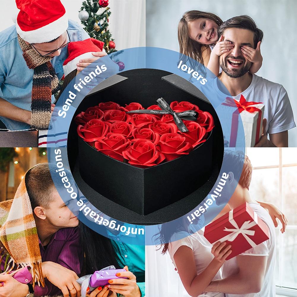 Deluxe Heart Rose Bouquet Immortal Enchanted Soap Flower With Gift Box-xinru