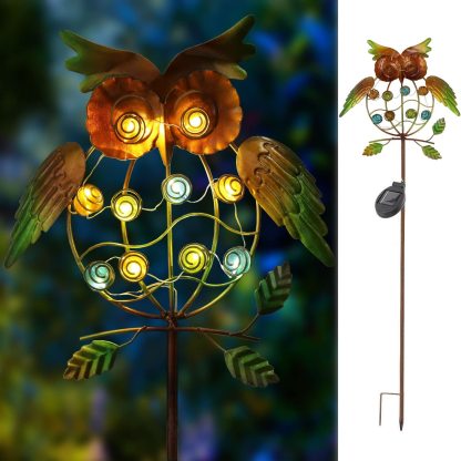 Creative Metal Owl Solar Lights Outdoor Garden Animal Decoration-xinru