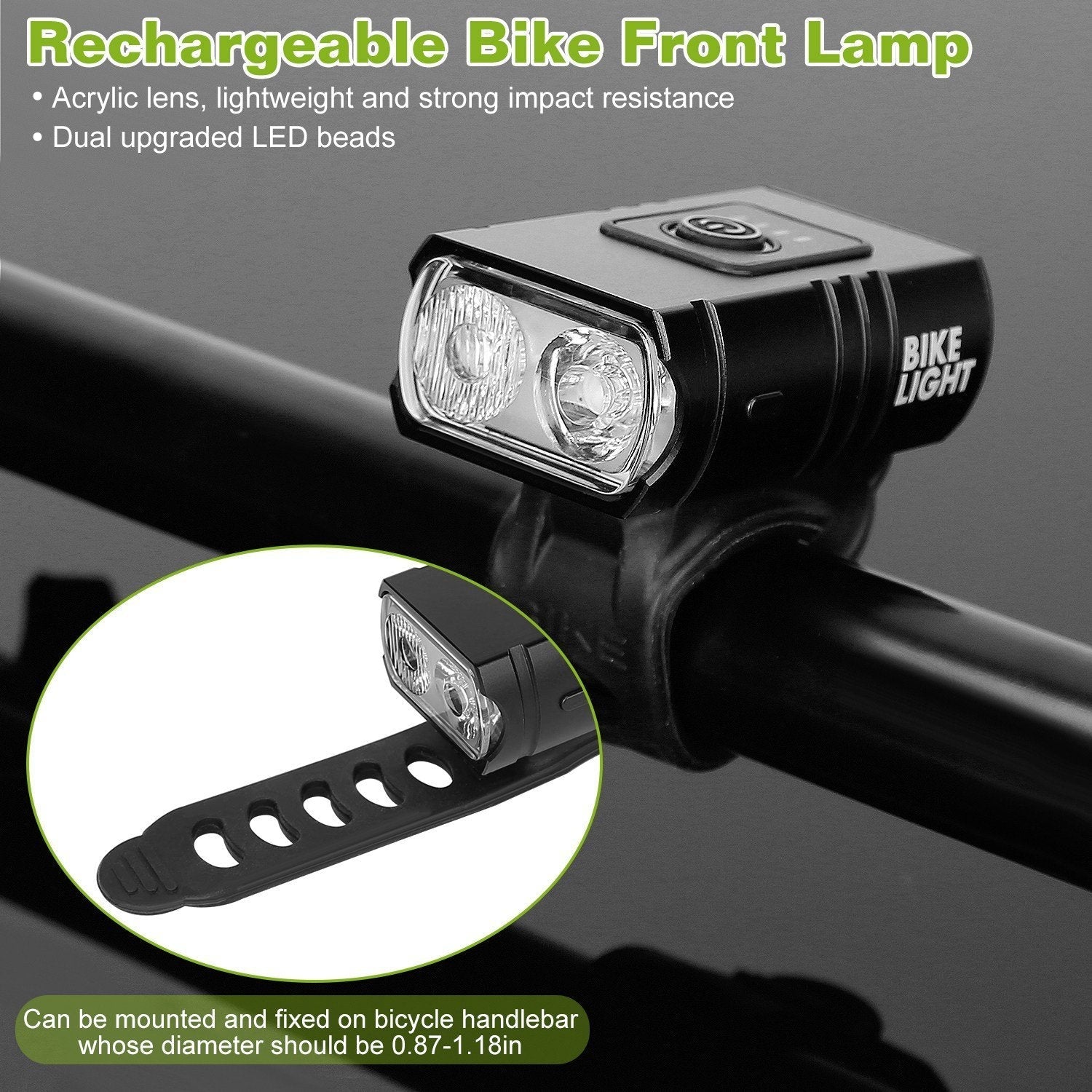 Bike Front Light Rechargeable Handlebar Head Light-xinru