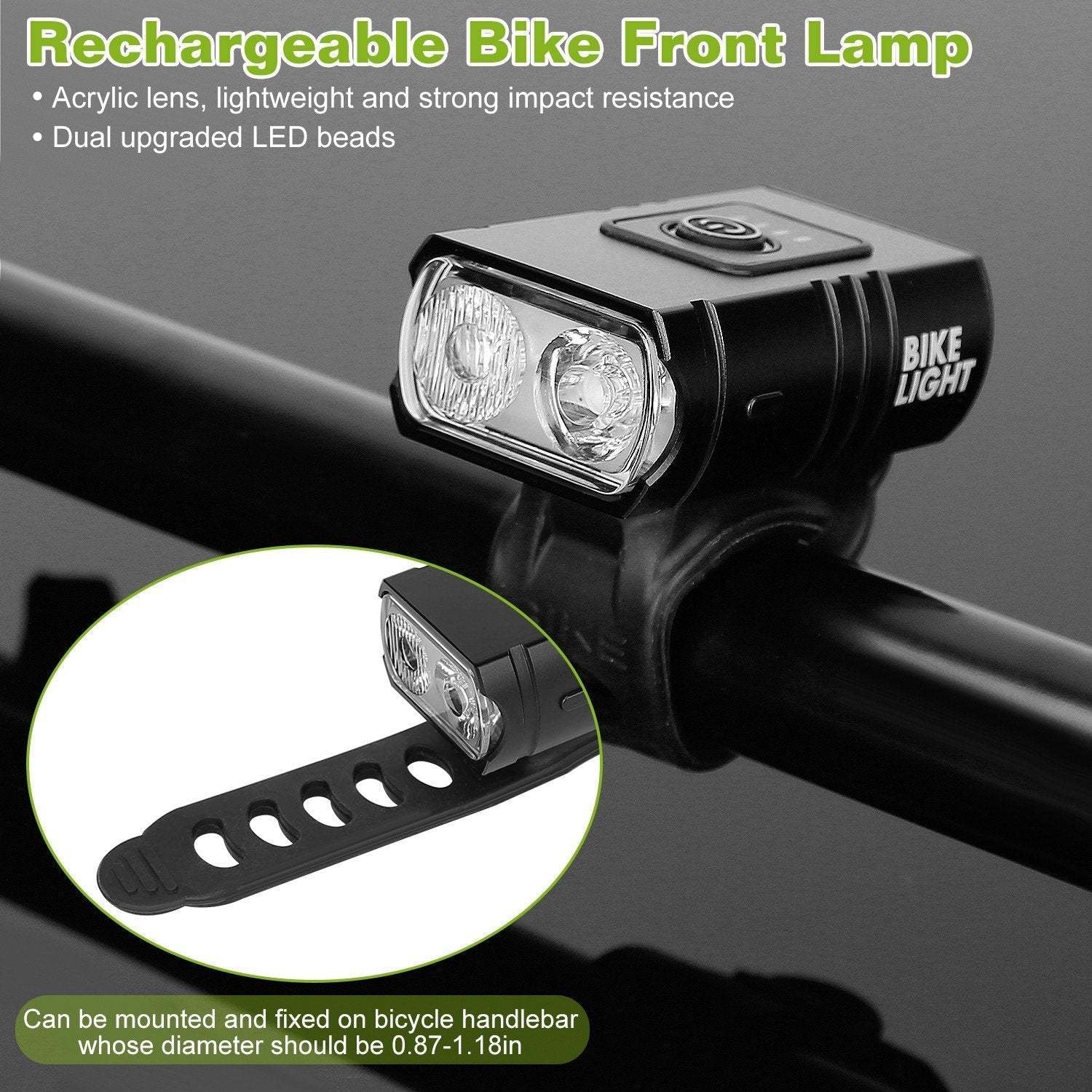 Bike Front Light Rechargeable Handlebar Head Light-xinru