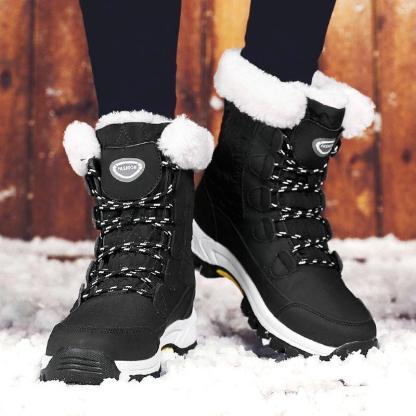 Women Anti-slip Fur Warm Waterproof Snow Boots Mid Calf-xinru shop