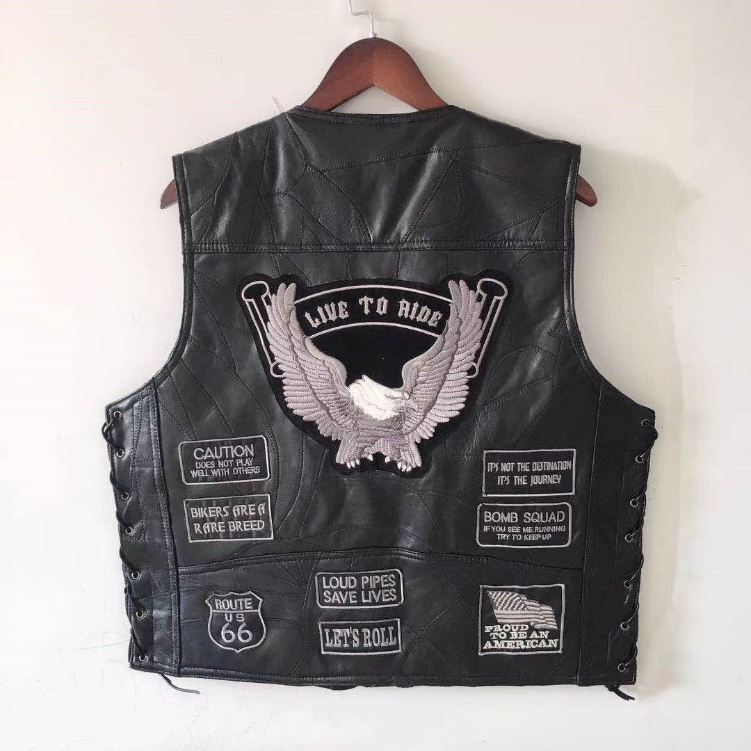 Motorcycle leather vest-xinru shop