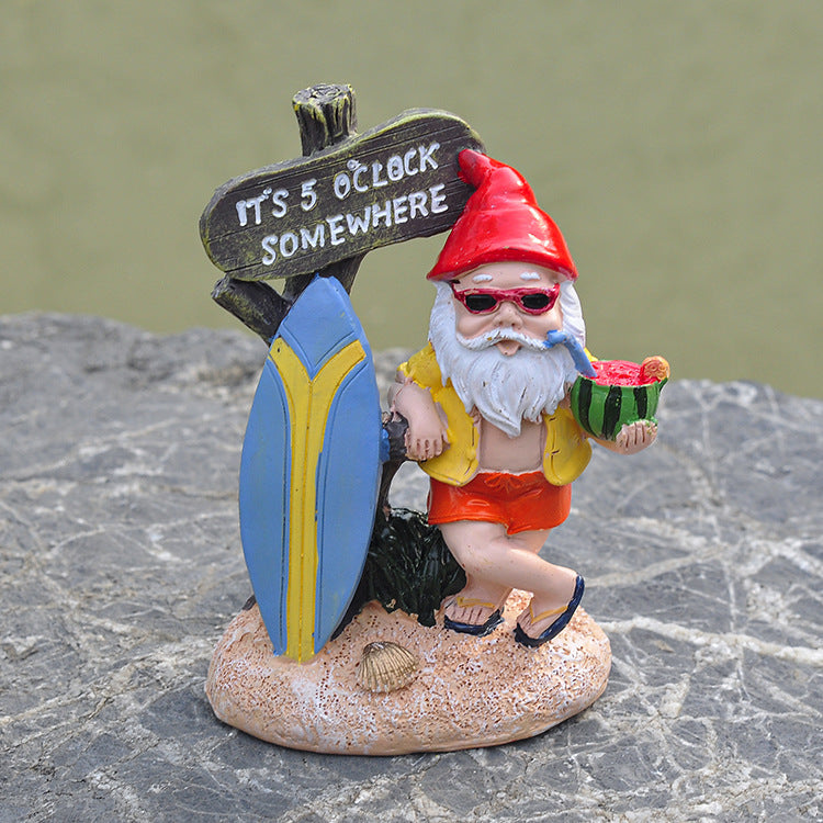 Summer Surf Gnome Garden Statue Little Resin Dwarf-xinru