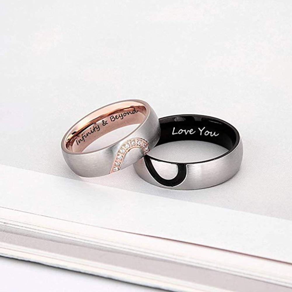 Custom Love Heart Couples Ring Set-xinru
