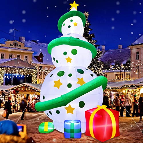 TURNMEON 12 Ft Giant Christmas Tree Inflatables Decoration with Lights,Blow Up Snowballs Tree Outdoor Decoration with Build-in LEDs Tethers Stakes Christmas Decor Holiday Party Yard Garden Lawn Decor-xinru shop