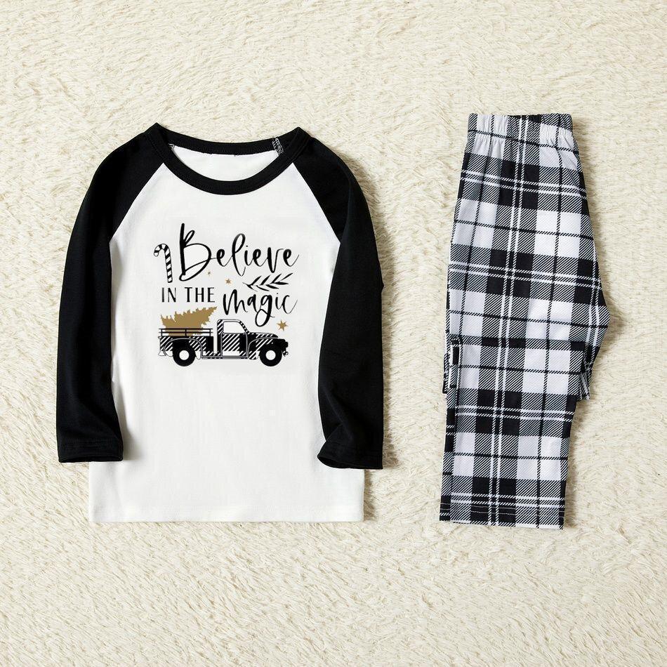 Plus Size Family Matching Letter Believe in the Magic of Christmas Tree And Car Print Plus Size Pajamas Set-xinru shop