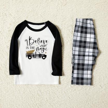 Plus Size Family Matching Letter Believe in the Magic of Christmas Tree And Car Print Plus Size Pajamas Set-xinru shop
