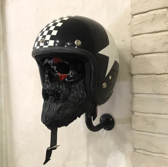 Motorcycle Helmet Skull With Beard Helmet Rack Gift For Bikers-xinru