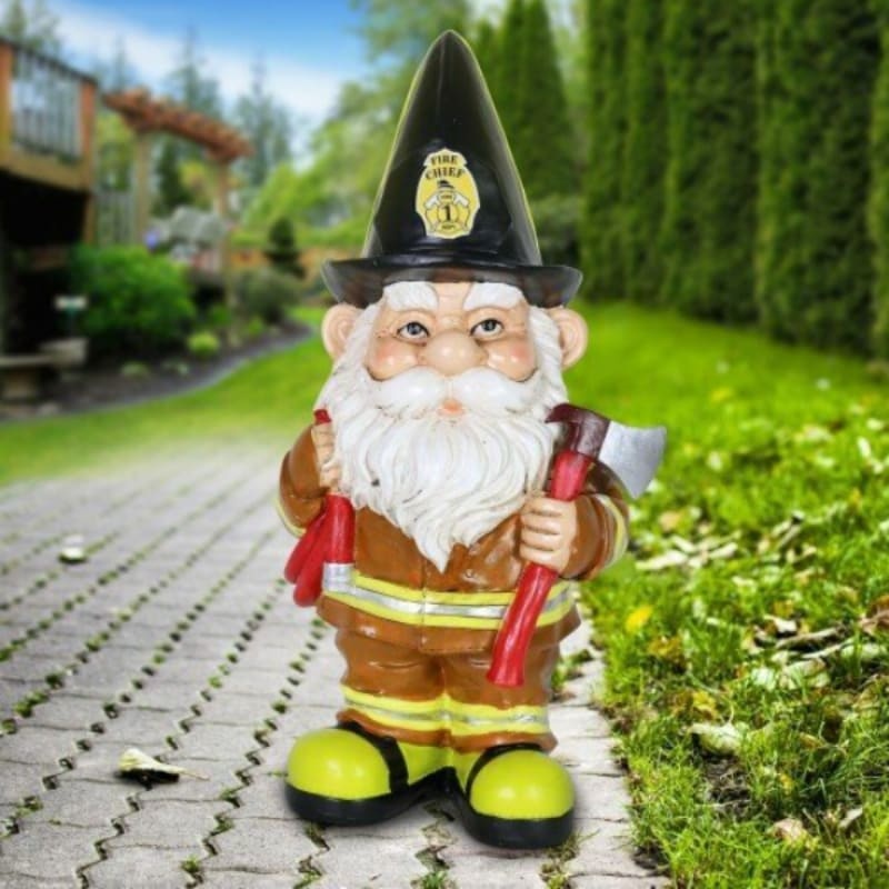 Firefighter Gnome Resin Statue Garden Decor-xinru