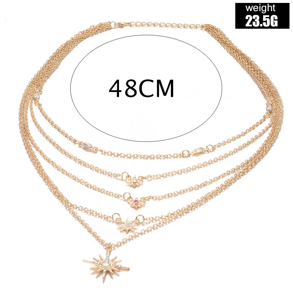 Ladies Layered Necklace Gold Long Necklace-xinru