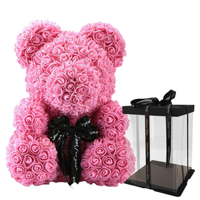 Luxury Rose Bear With Gift Box 25cm-xinru shop
