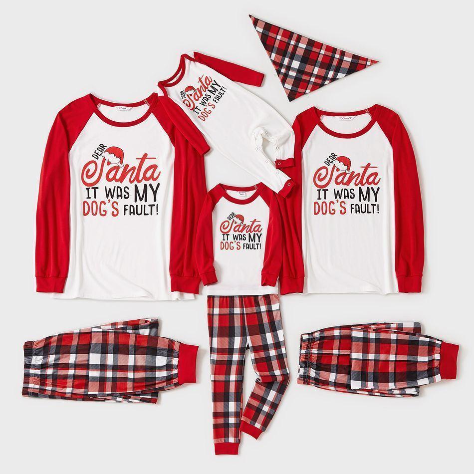 Plus Size Christmas Letter Print Red Plaid Family Matching Long-sleeve Pajamas Set-xinru shop