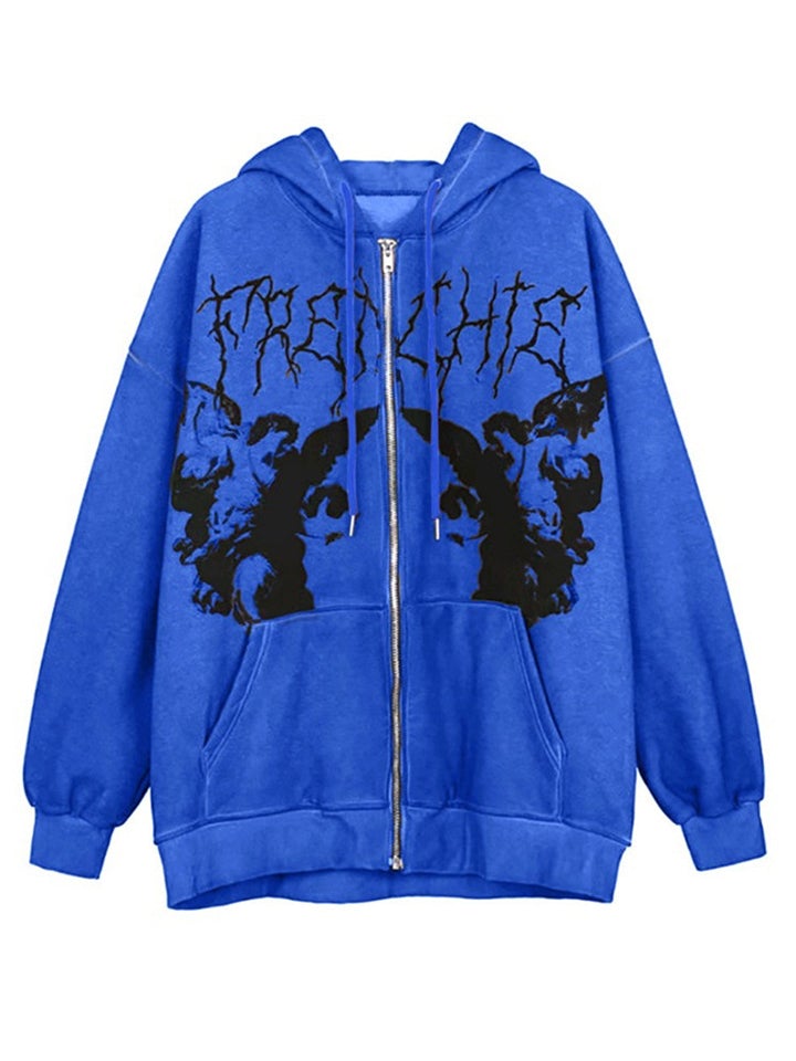 Women Stylish Loose Grunge Jacket Hoodie Pastel Goth Clothing-xinru