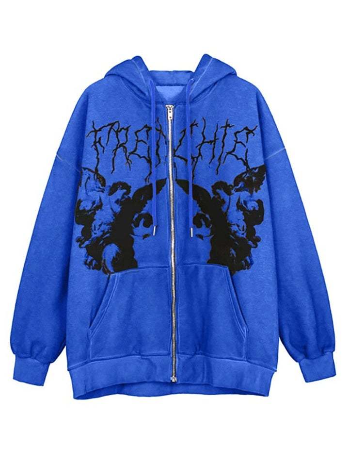 Women Stylish Loose Grunge Jacket Hoodie Pastel Goth Clothing-xinru