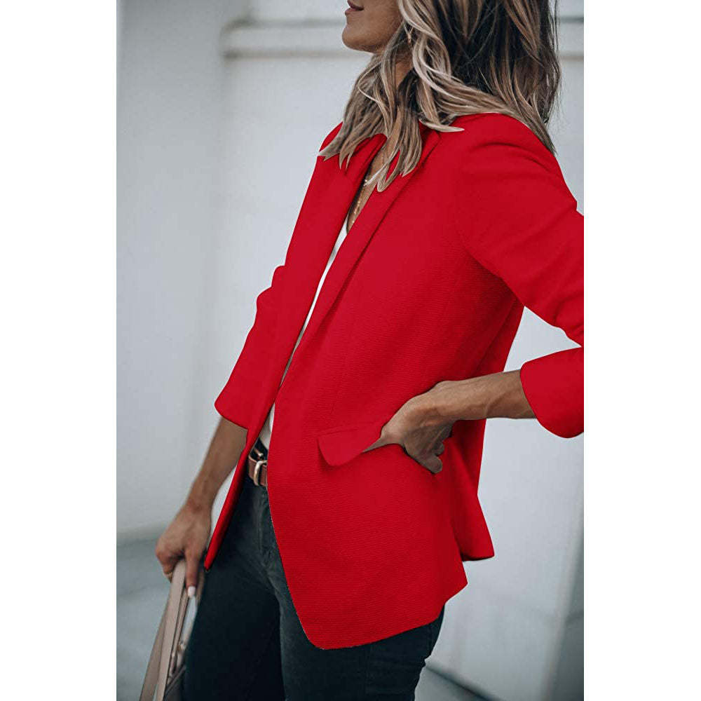 Ladies Casual Office Cardigan Long Sleeve Blazer-xinru