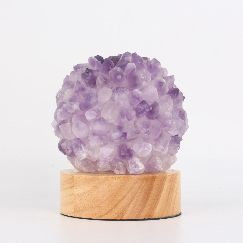 Natural Amethyst Raw Stone LED Lamp-xinru